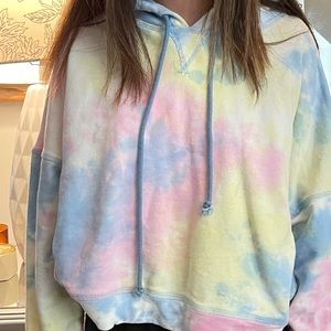 Pastel tie dye cropped hoodie